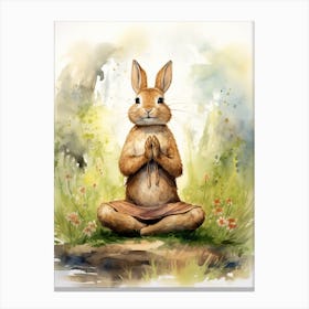 Bunny Practicing Yoga Rabbit Prints Watercolour 2 Canvas Print