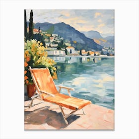 Sun Lounger By The Pool In Lake Como Italy Canvas Print