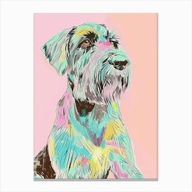 Pastel German Wirehaired Dog Pastel Line Illustration  3 Canvas Print