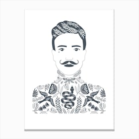 Tattoo Man Dark Grey Canvas Print