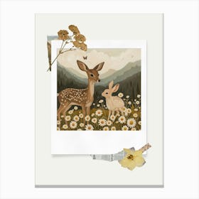 Scrapbook Deer And Bunnies Fairycore Painting 1 Canvas Print