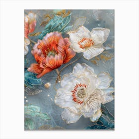 Chinese Silk Flowers Canvas Print