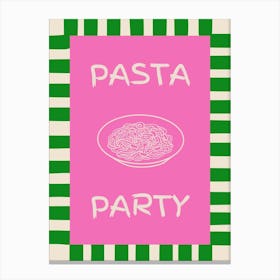 Pasta Party Pink & Green Poster Canvas Print