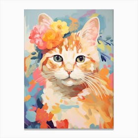 Australian Mist Cat With A Flower Crown Painting Matisse Style 2 Canvas Print