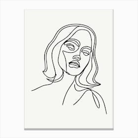 Single Line Woman's Face Monoline Illustration 2 Canvas Print