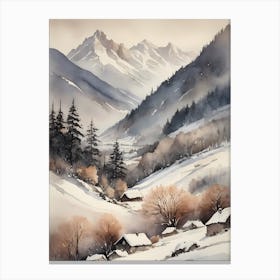 Vintage Muted Winter Mountain Landscape (15) Canvas Print