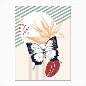 Butterfly And Flowers Canvas Print