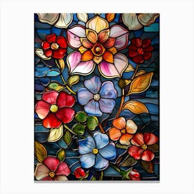 Colorful Stained Glass Flowers 19 Canvas Print