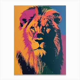 Polaroid Inspired Lion 1 Canvas Print