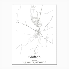 Grafton,Australia Minimalist Map Canvas Print