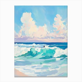 Beach Waves with Surfers Canvas Print