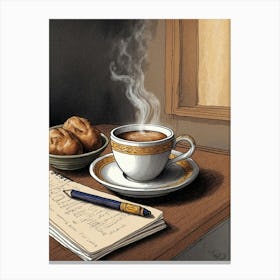 Coffee And Notepad Canvas Print