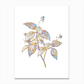 Stained Glass Tradescantia Erecta Mosaic Botanical Illustration on White Canvas Print