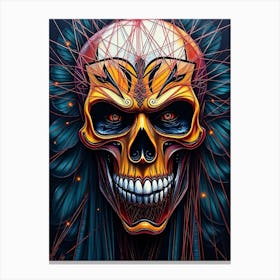 Scary Skull Illustration Canvas Print