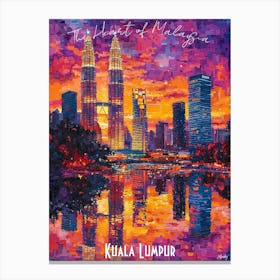 Kuala Lumpur Skyline, abstract cubism vibrant Poster Canvas Print