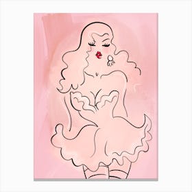 Burlesque woman line drawing 1 Canvas Print