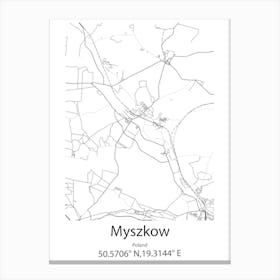 Myszkow,Poland Minimalist Map Leinwandbilder