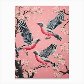 Vintage Japanese Inspired Bird Print Cuckoo 3 Canvas Print
