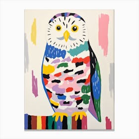 Colourful Kids Animal Art Snowy Owl 2 Canvas Print