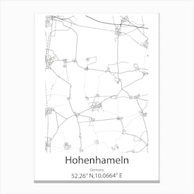 Hohenhameln,Germany Minimalist Map Canvas Print