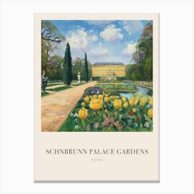 Schnbrunn Palace Gardens Vienna Vintage Cezanne Inspired Poster Canvas Print