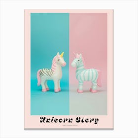 Pastel Zebra Unicorn Friends Poster Canvas Print