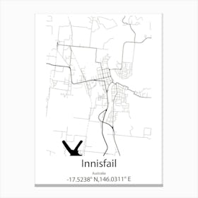 Innisfail,Australia Minimalist Map Canvas Print