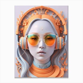 Woman With Headphones 38 Canvas Print