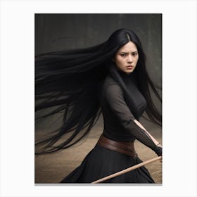 Asian Woman With Long Black Hair Canvas Print