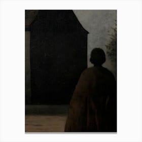 Dark Gothic Woman In Front Of A House Canvas Print