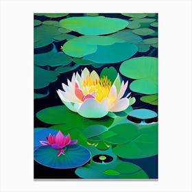 Blooming Lotus Flower In Lake Fauvism Matisse 3 Canvas Print