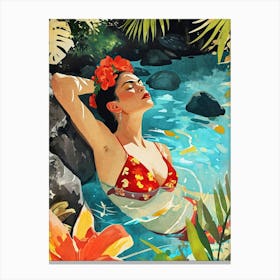 Hawaiian Girl watercolor painting woman Canvas Print