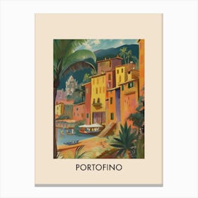 Portofino Italy 4 Vintage Travel Poster Canvas Print