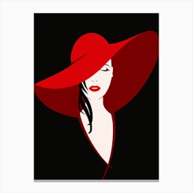 Woman In Red Hat Canvas Print