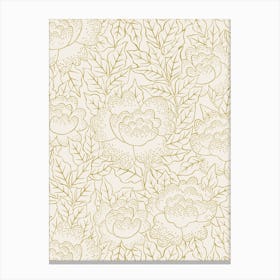 Rose Garden - Olive Gold Floral Canvas Print