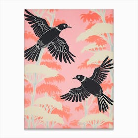 Vintage Japanese Inspired Bird Print Kiwi 1 Canvas Print