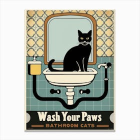 Wash Your Paws Bathroom Cats Canvas Print