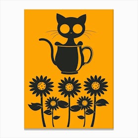 Cat In A Teapot Canvas Print