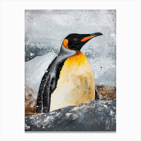 King Penguin Half Moon Island Colour Block Painting 3 Canvas Print