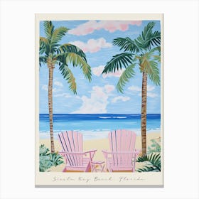 Poster Of Siesta Key Beach, Florida, Matisse And Rousseau Style 3 Canvas Print