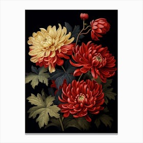 Chrysanthemums 8 William Morris Style Winter Florals Canvas Print
