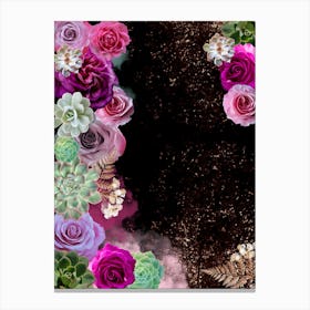 Roses And Succulents Canvas Print