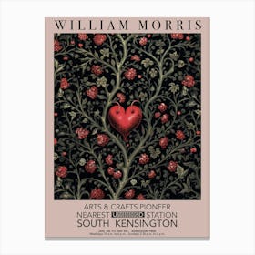 William Morris Valentines Gift Red Heart Tree Canvas Print