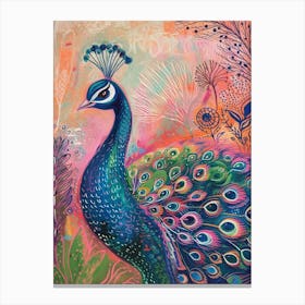Colourful Peacock Portrait 2 Canvas Print