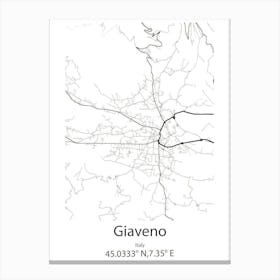 Giaveno,Italy Minimalist Map Canvas Print