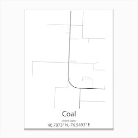 Coal,United States Minimalist Map 1 Canvas Print