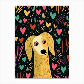 Abstract Cute Heart & Dog Line Illustration 5 Canvas Print