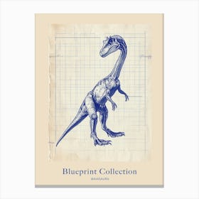 Maiasaura Dinosaur Blue Print Sketch 2 Poster Canvas Print