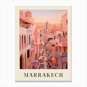 Marrakech Morocco 2 Vintage Pink Travel Illustration Poster Canvas Print