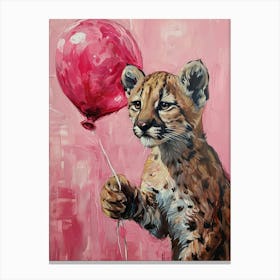 Cute Cougar 1 With Balloon Canvas Print